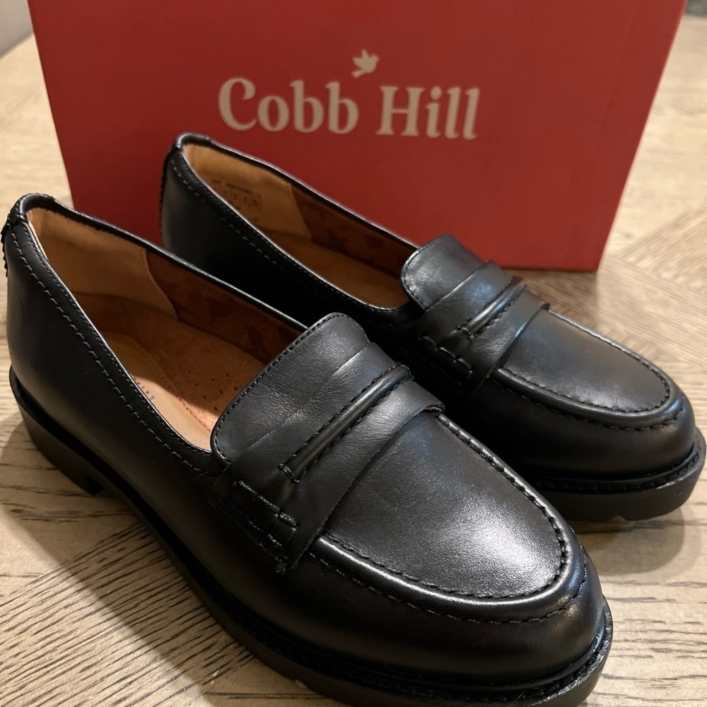 NEW $125 SIZE 6W Cobb Hill Janney Loafer Women's Casual Black Leather